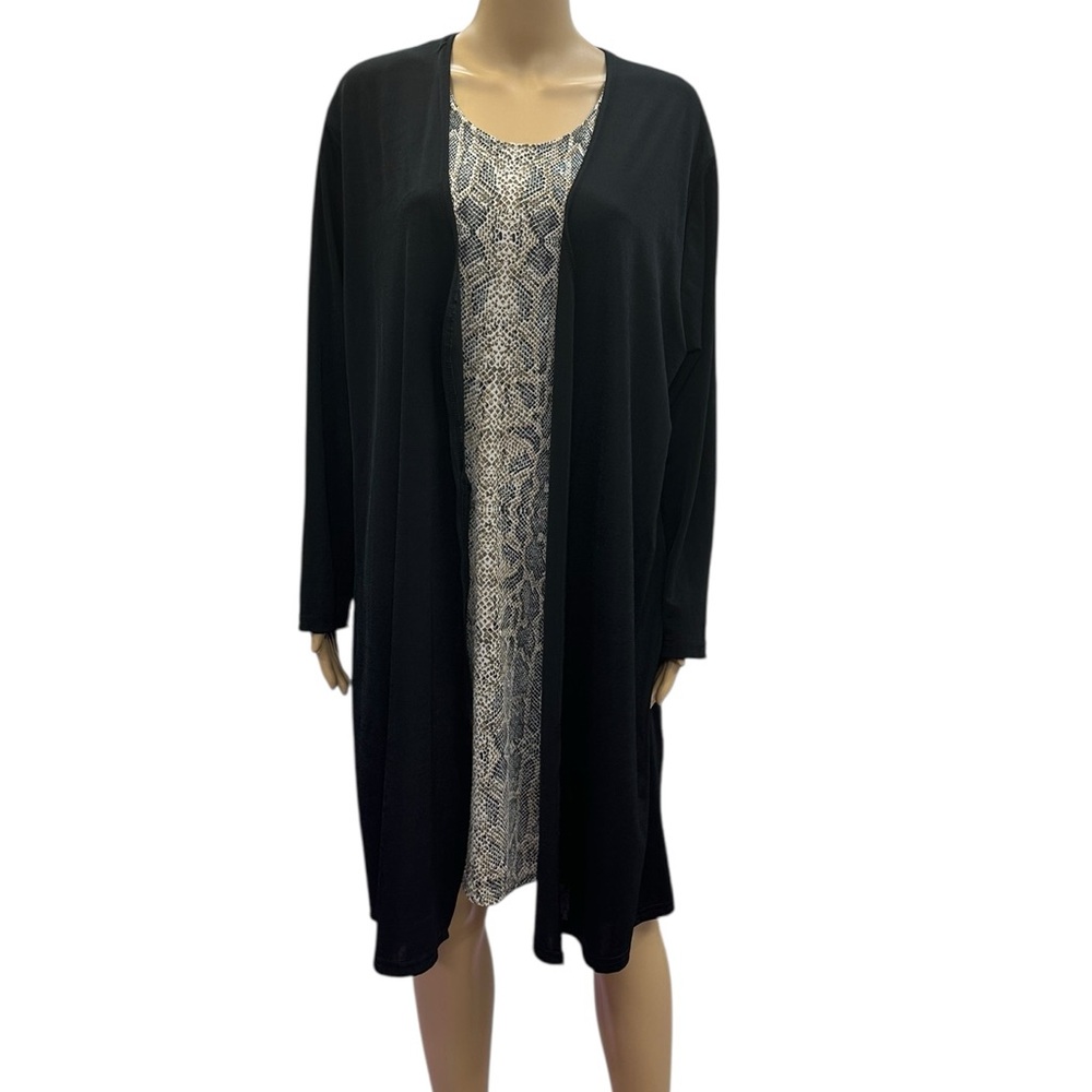 Vintage Diana Marco Snakeskin Long Sleeve Lagenlook Midi Dress Womens Plus Sz 3X